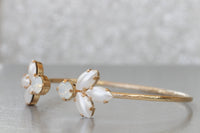 IVORY PEARL BRACELET, Wedding Bracelet, Open Cuff, Rebeka Bridal, Rose Gold Opal Bracelet, White Opal Cuff,Minimalist Bridesmaid Bracelet