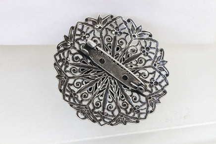 EMERALD BROOCH, Filigree Dresses Brooch, Ethnic Brooch,Lace Brooch, Green Rebeka  clothing Brooch, Circle Brooch,Grandmother Vintage Gift