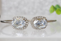 DUSTY BLUE BRACELET, Minimalist Crystal Bracelet, Bridal french blue Bracelet, Wedding Rebeka Bracelet, Bridesmaid Vintage Open Bracelet