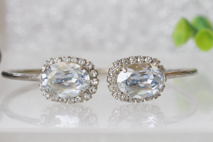 DUSTY BLUE BRACELET, Minimalist Crystal Bracelet, Bridal french blue Bracelet, Wedding Rebeka Bracelet, Bridesmaid Vintage Open Bracelet