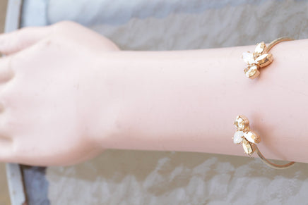 IVORY PEARL BRACELET, Wedding Bracelet, Open Cuff, Rebeka Bridal, Rose Gold Opal Bracelet, White Opal Cuff,Minimalist Bridesmaid Bracelet