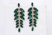 EMERALD Chandelier Earrings, Wedding Emerald Earrings, Dark Green Leaves Earrings, Cocktail Jewelry,Rebeka Earrings, Bridal Long Earrings