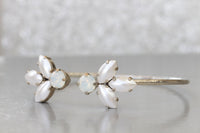 IVORY PEARL BRACELET, Wedding Bracelet, Open Cuff, Rebeka Bridal, Rose Gold Opal Bracelet, White Opal Cuff,Minimalist Bridesmaid Bracelet