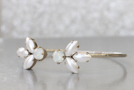 IVORY PEARL BRACELET, Wedding Bracelet, Open Cuff, Rebeka Bridal, Rose Gold Opal Bracelet, White Opal Cuff,Minimalist Bridesmaid Bracelet