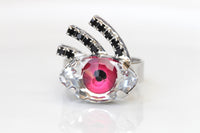 EVIL Eye Ring, Red Eye Ring,Rebeka Crystals Ring, Red Black Ring, Trending jewelry, Bohemian Statement Jewelry, Unique Women's Ring Gift