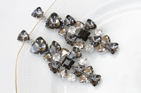 GRAY LONG EARRINGS, Rebeka Chandeliers,Black Gray Evening Earrings,Mother Of The Brides Earrings, Wedding Cocktail Statement Earrings
