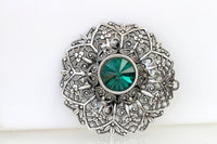 EMERALD BROOCH, Filigree Dresses Brooch, Ethnic Brooch,Lace Brooch, Green Rebeka  clothing Brooch, Circle Brooch,Grandmother Vintage Gift