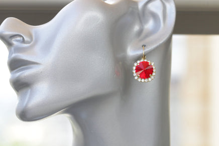 RED DROP EARRINGS, Red Ruby Bridal Earrings, Woman Jewelry, Ruby Red Earrings, Rebeka Crystal Earrings, Wife Gift, Black Friday Sale,Xmas