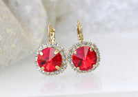 RED DROP EARRINGS, Red Ruby Bridal Earrings, Woman Jewelry, Ruby Red Earrings, Rebeka Crystal Earrings, Wife Gift, Black Friday Sale,Xmas
