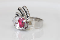 EVIL Eye Ring, Red Eye Ring,Rebeka Crystals Ring, Red Black Ring, Trending jewelry, Bohemian Statement Jewelry, Unique Women's Ring Gift