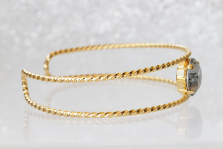 GRAY GOLD Bracelet, Rebeka Black Diamond Cuff Bracelet, Bridesmaid Gift Idea's, Bridal Grey Bracelet, Minimalist Bracelet, Dainty Jewelry