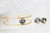 GRAY GOLD Bracelet, Rebeka Black Diamond Cuff Bracelet, Bridesmaid Gift Idea's, Bridal Grey Bracelet, Minimalist Bracelet, Dainty Jewelry