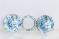 AQUAMARINE BROOCH, Light Blue Dresses Brooch, Oblong Brooch, Large Brooch, Blue Silver Rebeka clothing Brooch, Coat Pin,Mother's Day Gift