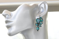 Emerald EARRINGS, Emerald Bridal Earrings, Rebeka Emerald Green Earrings, Statement Emerald Earrings, Emerald Cluster Drop Earrings Gift