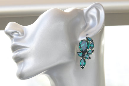 Emerald EARRINGS, Emerald Bridal Earrings, Rebeka Emerald Green Earrings, Statement Emerald Earrings, Emerald Cluster Drop Earrings Gift