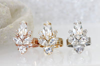 CRYSTAL BRIDAL RING, White Crystal ring, Women's rings, Rebeka ring, Marquise Multi Stones ring, Necklace Bracelet Earrings Jewelry Set
