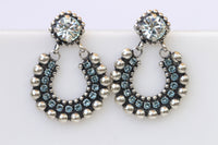 Dusty Blue SILVER EARRINGS, Boho Hoops, Light Blue Bohemian Jewelry, Rebeka Aquamarine Rustic Wedding, Bridal Earrings, Something Blue