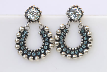 Dusty Blue SILVER EARRINGS, Boho Hoops, Light Blue Bohemian Jewelry, Rebeka Aquamarine Rustic Wedding, Bridal Earrings, Something Blue