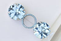 AQUAMARINE BROOCH, Light Blue Dresses Brooch, Oblong Brooch, Large Brooch, Blue Silver Rebeka clothing Brooch, Coat Pin,Mother's Day Gift