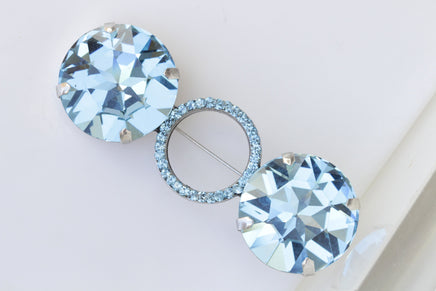 AQUAMARINE BROOCH, Light Blue Dresses Brooch, Oblong Brooch, Large Brooch, Blue Silver Rebeka clothing Brooch, Coat Pin,Mother's Day Gift