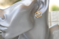 CRYSTAL STUD EARRINGS, Rebeka Clear Earrings, Minimalist Square Earrings, Dainty Studs, Gold Wedding Earrings, Bridal Earring, Bridesmaid