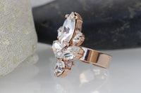 CRYSTAL BRIDAL RING, White Crystal ring, Women's rings, Rebeka ring, Marquise Multi Stones ring, Necklace Bracelet Earrings Jewelry Set
