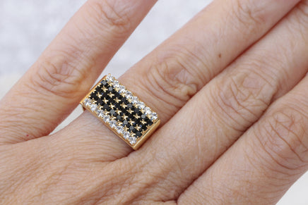 BLACK GOLD RING, Pave Rebeka Crystal Ring, Chunky Ring, Signet Ring, Woman's Ring, Gift For Her, Black Friday Sale, Black Cocktail Ring
