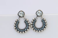 Dusty Blue SILVER EARRINGS, Boho Hoops, Light Blue Bohemian Jewelry, Rebeka Aquamarine Rustic Wedding, Bridal Earrings, Something Blue