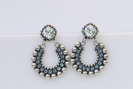 Dusty Blue SILVER EARRINGS, Boho Hoops, Light Blue Bohemian Jewelry, Rebeka Aquamarine Rustic Wedding, Bridal Earrings, Something Blue