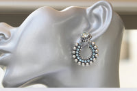 Dusty Blue SILVER EARRINGS, Boho Hoops, Light Blue Bohemian Jewelry, Rebeka Aquamarine Rustic Wedding, Bridal Earrings, Something Blue