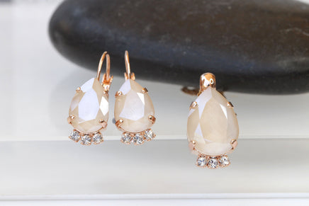 IVORY JEWELRY SET, Nude Ivory Necklace And Earrings, Wedding Rebeka Cream Bridal Matching Jewelry Set, Bridesmaid Ivory Full Jewelry Set