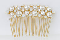 PEARLS HAIR COMB, Dainty Statement Hair Com, Pearl Opal Headpiece, Art Deco Hair Comb,Rebeka Crystals Hair Comb,Wedding Bridal Ivory Comb