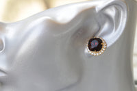 BURGUNDY Rebeka NECKLACE,Bridal Necklace, Wine Red Pendant,Gold Dark Red Necklace,Unique Christmas Necklace, Jewelry Earring Pendant Set