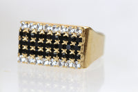 BLACK GOLD RING, Pave Rebeka Crystal Ring, Chunky Ring, Signet Ring, Woman's Ring, Gift For Her, Black Friday Sale, Black Cocktail Ring