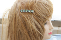 HEART BOBBY PINS, Bridal Bobby Pin, Wedding Emerald Hair Pins, Cocktail Hair Accessories, Rebeka Side Pin Clips, Decorative Hair Gift