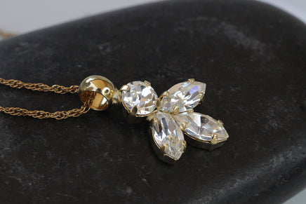 CLEAR CRYSTAL NECKLACE, Rhinestone Bridesmaid, Bridal Minimalist Necklace, Rebeka Crystal Necklace Earrings Set, Wedding Dainty Pendant