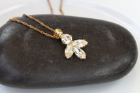 CLEAR CRYSTAL NECKLACE, Rhinestone Bridesmaid, Bridal Minimalist Necklace, Rebeka Crystal Necklace Earrings Set, Wedding Dainty Pendant