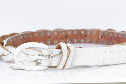 WHITE LEATHER BELT ,Wedding leather belt, Bridal White belt, Thin multi layer leather belt, Braided Belt, Women leather belt, Young Style