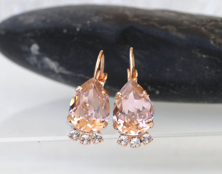MORGANITE JEWELRY SET, Light Pink Necklace And Earrings, Wedding Rebeka Blush Bridal Matching Jewelry Set, Bridesmaid Full Wedding Set