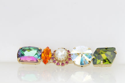 COLORFUL BROOCH, Stick Brooch, Oblong Brooch, Green, Orange, Ab crystal, Pearl, Pink, luxury brooch, Rebeka clothing Brooch, Coat Pin