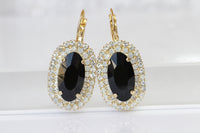 BLACK DROP EARRINGS, Black Bridal Earrings, Large Dangle Evening Earrings, Classic Black Earrings,Wedding Rebeka Impressing Woman Jewelry