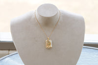 CHAMPAGNE Rebeka NECKLACE,  Bridal Necklace, Rectangle Pendant, Gold Champagne Large Necklace, Geometric Rose Gold Necklace,Jewelry Set