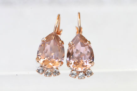 MORGANITE JEWELRY SET, Light Pink Necklace And Earrings, Wedding Rebeka Blush Bridal Matching Jewelry Set, Bridesmaid Full Wedding Set
