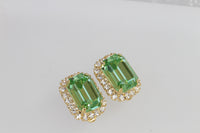 PERIDOT STUD EARRINGS, Rebeka Earrings, Prom Earrings, Light Green Earrings, Bridal Earrings, Mint Green Earrings, Clip on Custom Earring