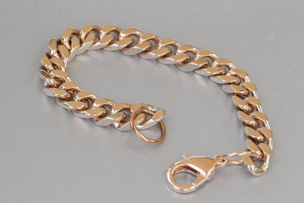 ROSE Gold-plated Gourmet Bracelet for Women, Classic Minimalist Curb Bracelet, Thick Everyday Chain bracelet, Rocker Cuban Link Bracelet