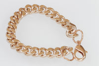 ROSE Gold-plated Gourmet Bracelet for Women, Classic Minimalist Curb Bracelet, Thick Everyday Chain bracelet, Rocker Cuban Link Bracelet