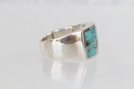 Turquoise Silver Ring, Boho Silver Ring, Natural Signet Turquoise Ring, Ring For Women, Men's Rings,Indian Sterling Rings,Semi Precious Ring