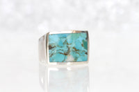 Turquoise Silver Ring, Boho Silver Ring, Natural Signet Turquoise Ring, Ring For Women, Men's Rings,Indian Sterling Rings,Semi Precious Ring