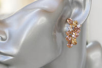 BLUSH EARRINGS, Vintage Rose Crystal earrings, Champagne Wedding jewelry, Rose Gold Cluster Studs, Bridal Earring, Rebeka Morganite Pink