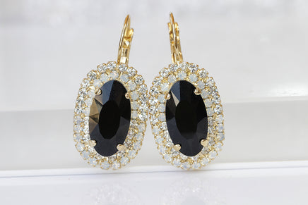 BLACK DROP EARRINGS, Black Bridal Earrings, Large Dangle Evening Earrings, Classic Black Earrings,Wedding Rebeka Impressing Woman Jewelry